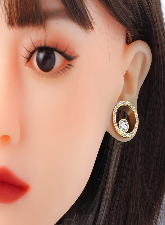 Earblity (0g 8mm Gold Crystals Ear Plugs Gauges Stainless Steel Ear Tunnels Stretcher Wedding Piercing Body Jewelry For Women Earrings Expander 2PCS - Image 5